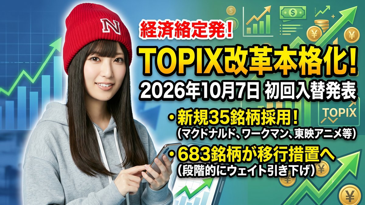 TOPIX改革で35銘柄が新規採用、683銘柄が除外対象へ 2026年10月の入替を解説