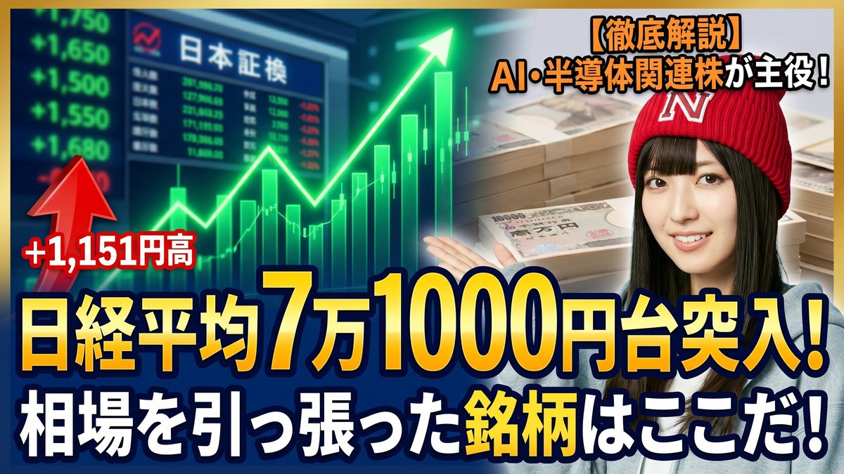 日経平均が7万1000円台へ。相場を引っ張った銘柄はどこか