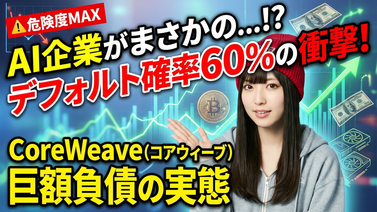 CoreWeave（コアウィーブ）とは？デフォルト確率60%の衝撃、AI投資と巨額負債の実態を解説